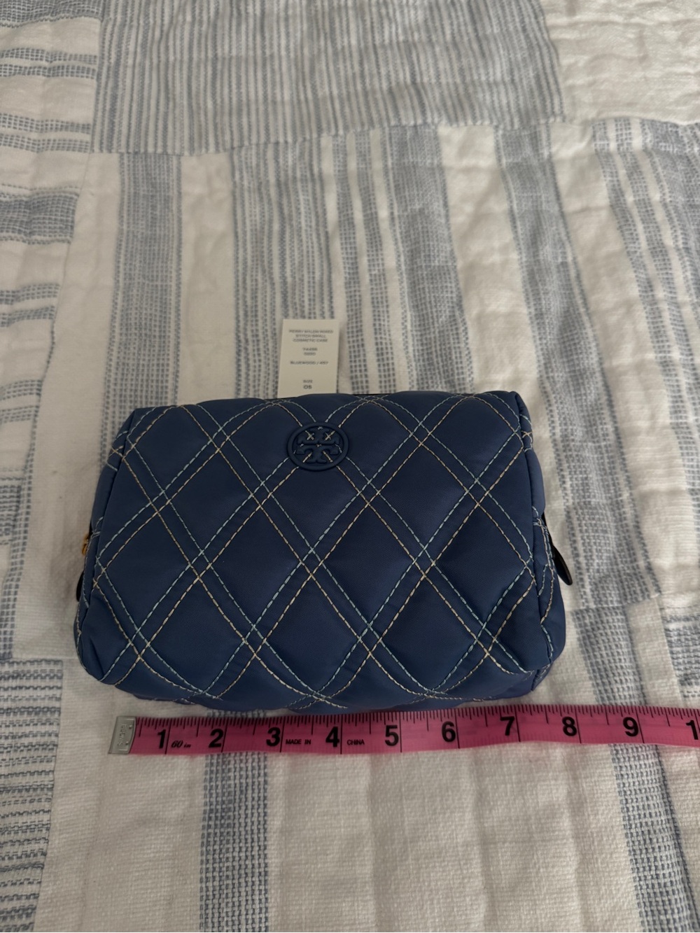 Perry Nylon Mixed Stitch Small Cosmetic Case NWT.  Bluewood
